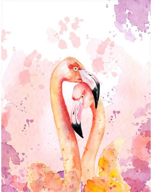 Jersey Panel 55x70 cm aquarell Flamingos – Bild 2