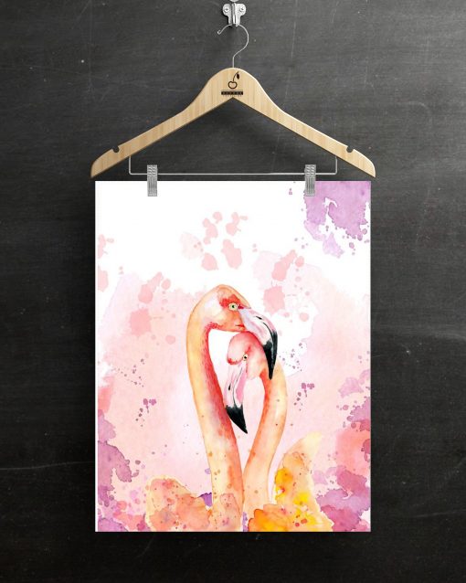 Jersey Panel 55x70 cm aquarell Flamingos