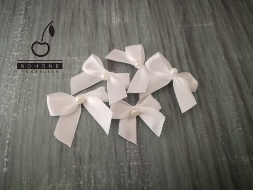 Schleife Satin Weiß mit Perle