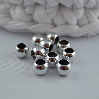 Großlochperle Metallic Silber 8x10 mm 10 Stk.
