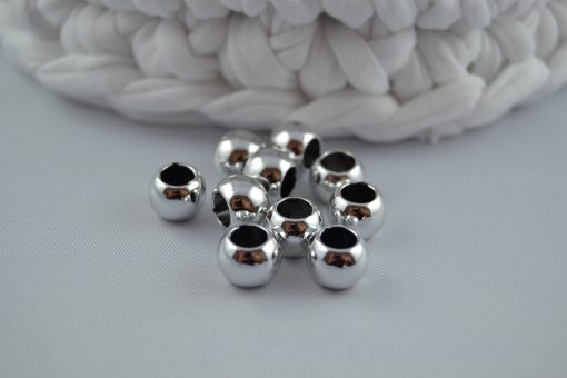 Großlochperle Metallic Silber 8x10 mm 10 Stk.