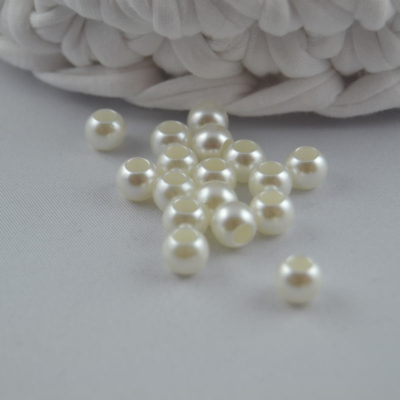 Acrylperlen Perlmutt Großloch 6x8 mm Off White 10 Stk.