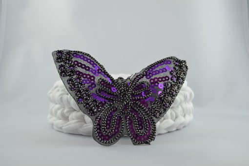 Aufbügler Schmetterling mit Pailetten Purple
