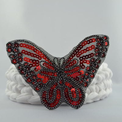 Aufbügler Schmetterling mit Pailetten Rot