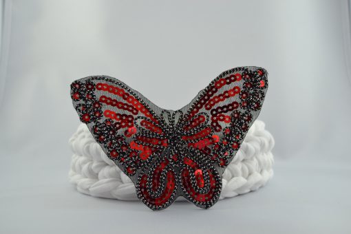 Aufbügler Schmetterling mit Pailetten Rot