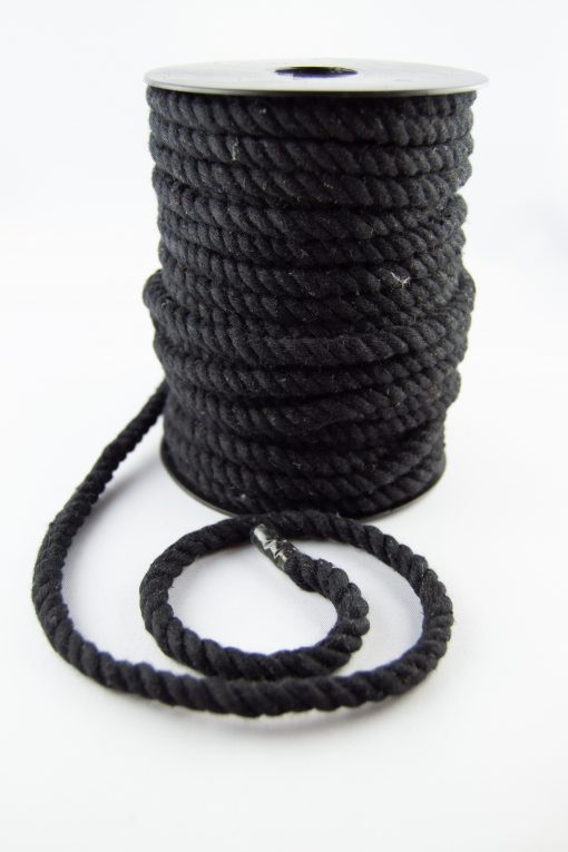 Kordel 6 mm Schwarz Baumwolle