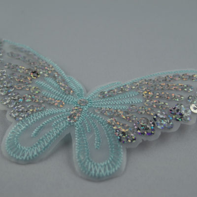 Aufbügler Schmetterling mit Pailetten Hellblau