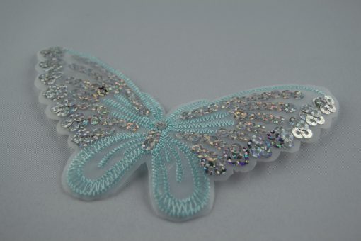 Aufbügler Schmetterling mit Pailetten Hellblau