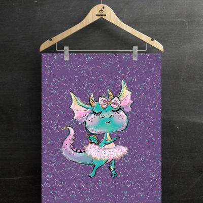 Sweat Panel 40x50 cm Drache Ballerina