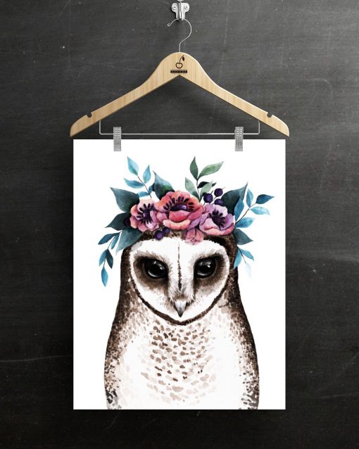 Sweat Panel 40×50 cm Eule mit Blumen