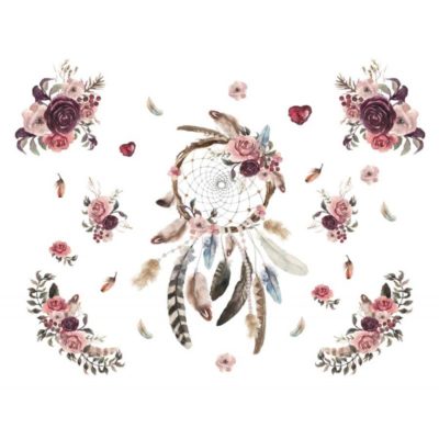 Kunstleder Panel 47x40 cm TRAUMFÄNGER und Blumen