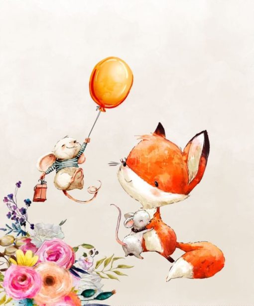 Jersey 180 gr Panel 40x50 cm Fuchs und Maus Ballon – Bild 2