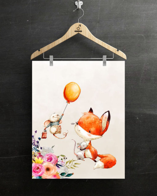 Jersey 180 gr Panel 40x50 cm Fuchs und Maus Ballon
