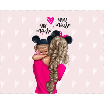Kunstleder Panel 47x40 cm Mama mouse Girl pink 2 (Blond)