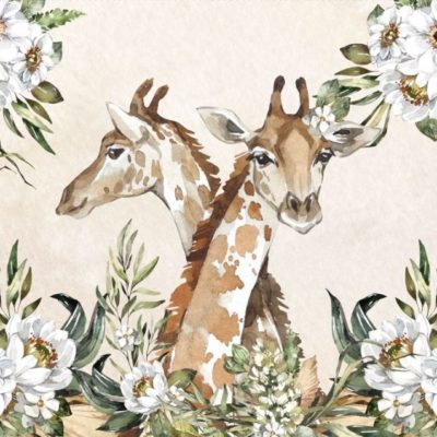 Kunstleder Panel 47x40 cm Giraffen Afrika