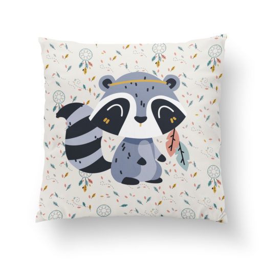 Baumwollestoff 38x38 cm Boho Tiere beige WASCHBÄR
