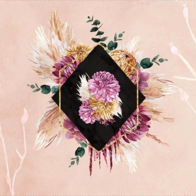 Kunstleder Panel 46x50 cm Boho Blumen