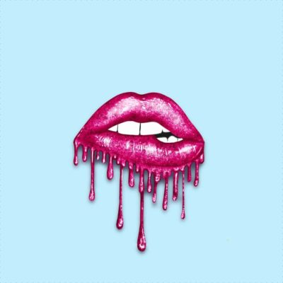 Kunstleder Panel 46x50 cm Lips pink blau