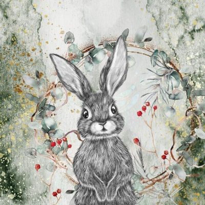 Kunstleder Panel 47x40 cm forest bunny