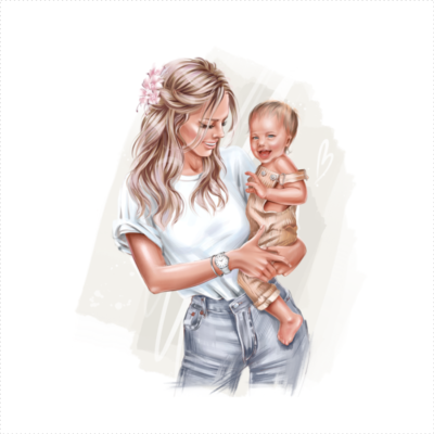 Kunstleder Panel 46x50 cm Mama and Kinder 10 blond