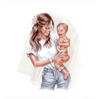 Kunstleder Panel 46x50 cm Mama and Kinder 9 Brünett