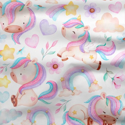 Sommersweat Regenbogen Einhorn und Blumen