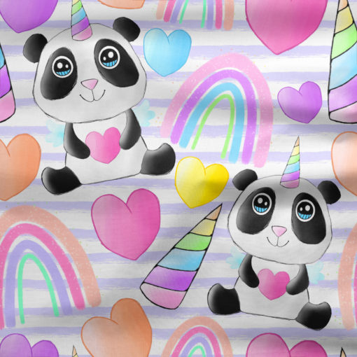 Sommersweat Panda mit Einhorn und Herzen