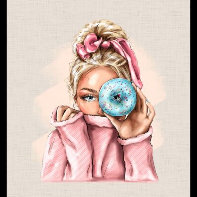 Kunstleder Panel 47x50 cm Girl with donut