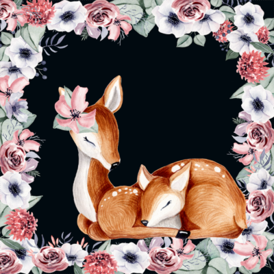 Kunstleder Panel 47x50 cm lovely deer black